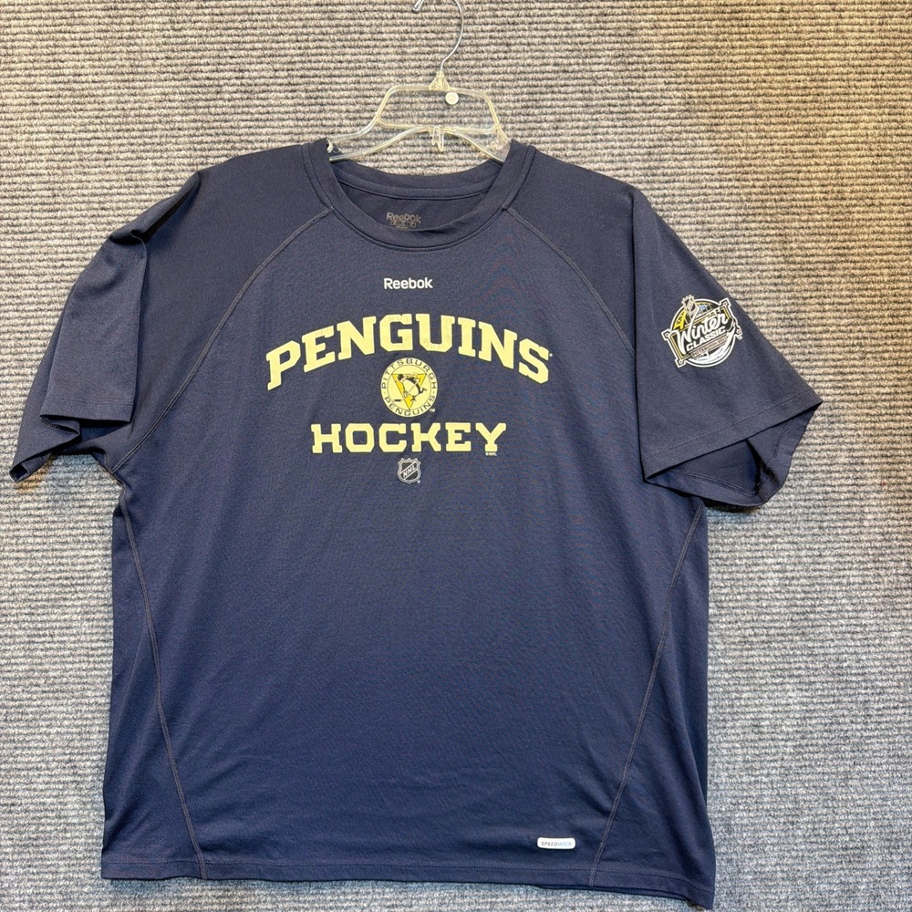 Pittsburgh Penguins Winter Classic Shirt Mens XL Blue NHL Hockey ReebokSpeedwick